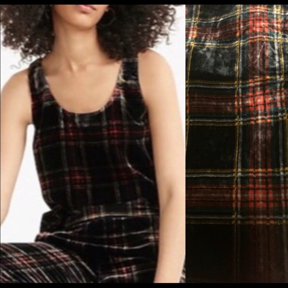 Plaid & velvet jcrew tank